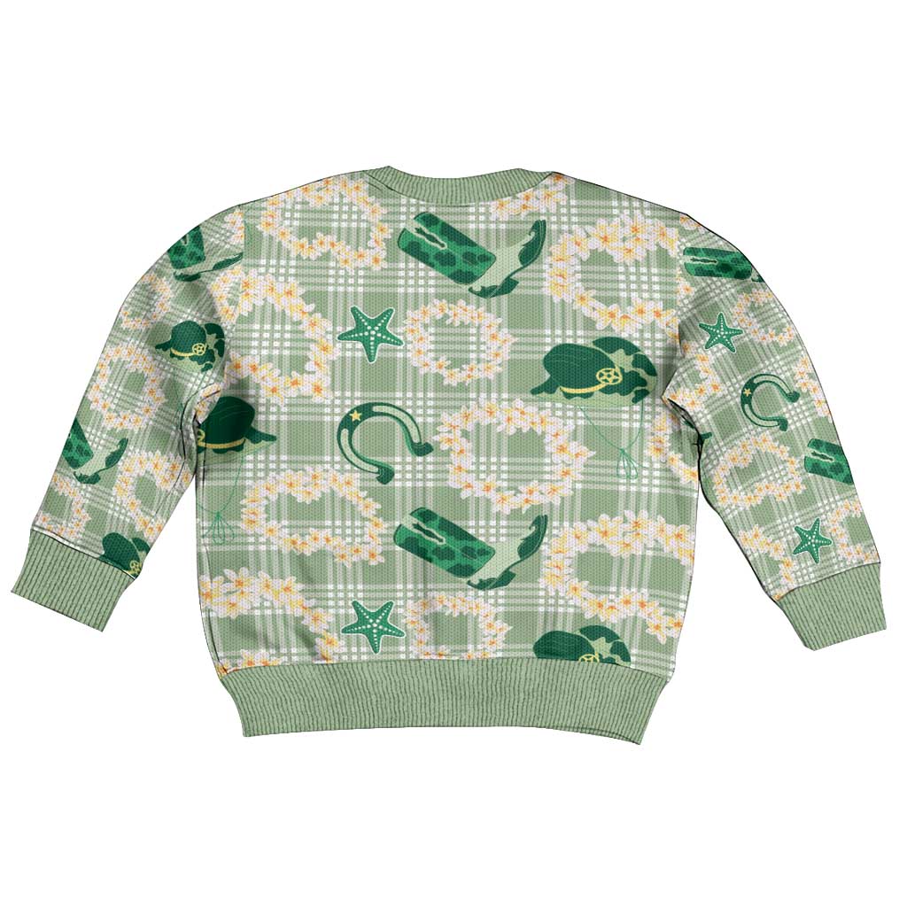 Aloha Hawaii Paniolo Mint Palaka Kid Ugly Christmas Sweater Coastal Rodeo - Polynesian Pride