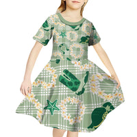 Aloha Hawaii Paniolo Mint Palaka Kid Short Sleeve Dress Coastal Rodeo - Polynesian Pride