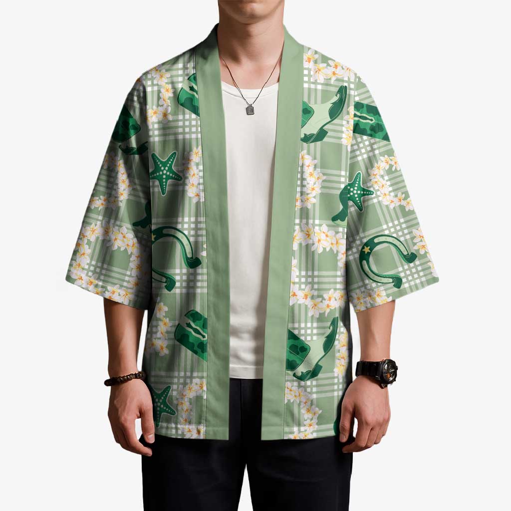 Aloha Hawaii Paniolo Mint Palaka Kimono Coastal Rodeo - Polynesian Pride