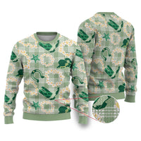 Aloha Hawaii Paniolo Mint Palaka Ugly Christmas Sweater Coastal Rodeo - Polynesian Pride