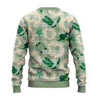 Aloha Hawaii Paniolo Mint Palaka Ugly Christmas Sweater Coastal Rodeo - Polynesian Pride