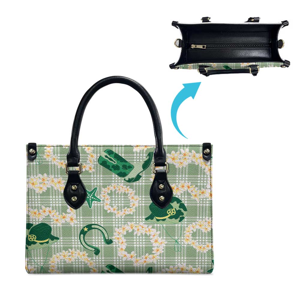 Aloha Hawaii Paniolo Mint Palaka Leather Bag Coastal Rodeo LT7 - Polynesian Pride