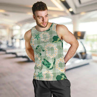 Aloha Hawaii Paniolo Mint Palaka Men Tank Top Coastal Rodeo LT7 Mint - Polynesian Pride