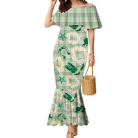 Aloha Hawaii Paniolo Mint Palaka Mermaid Dress Coastal Rodeo - Polynesian Pride