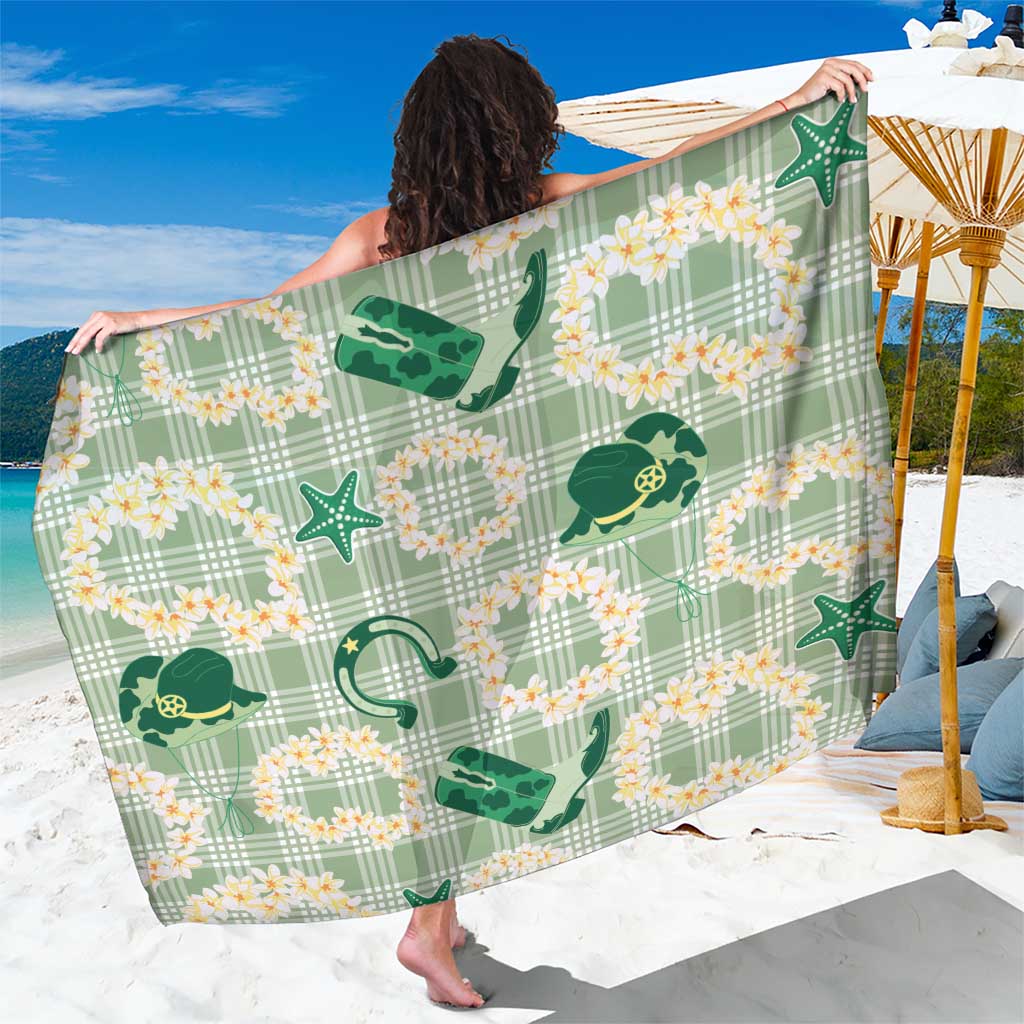 Aloha Hawaii Paniolo Mint Palaka Sarong Coastal Rodeo - Polynesian Pride