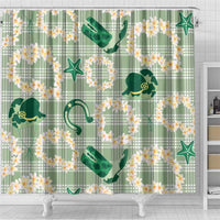 Aloha Hawaii Paniolo Mint Palaka Shower Curtain Coastal Rodeo LT7 - Polynesian Pride