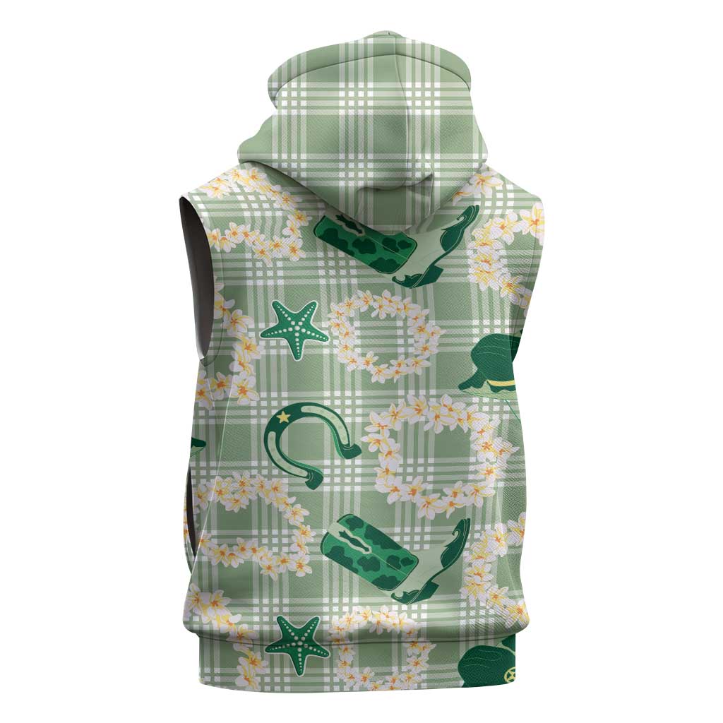 Aloha Hawaii Paniolo Mint Palaka Sleeveless Hoodie Coastal Rodeo - Polynesian Pride