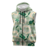 Aloha Hawaii Paniolo Mint Palaka Sleeveless Zip Hoodie Coastal Rodeo LT7