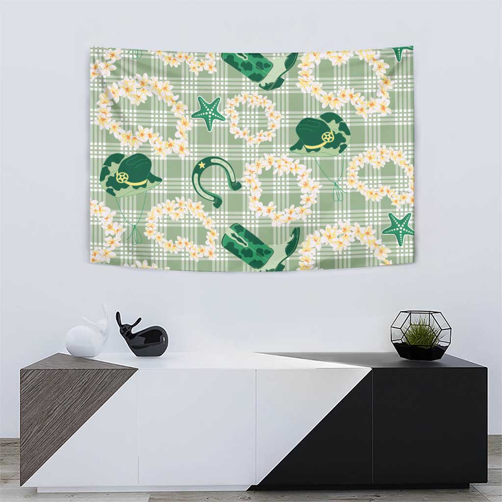 Aloha Hawaii Paniolo Mint Palaka Tapestry Coastal Rodeo - Polynesian Pride