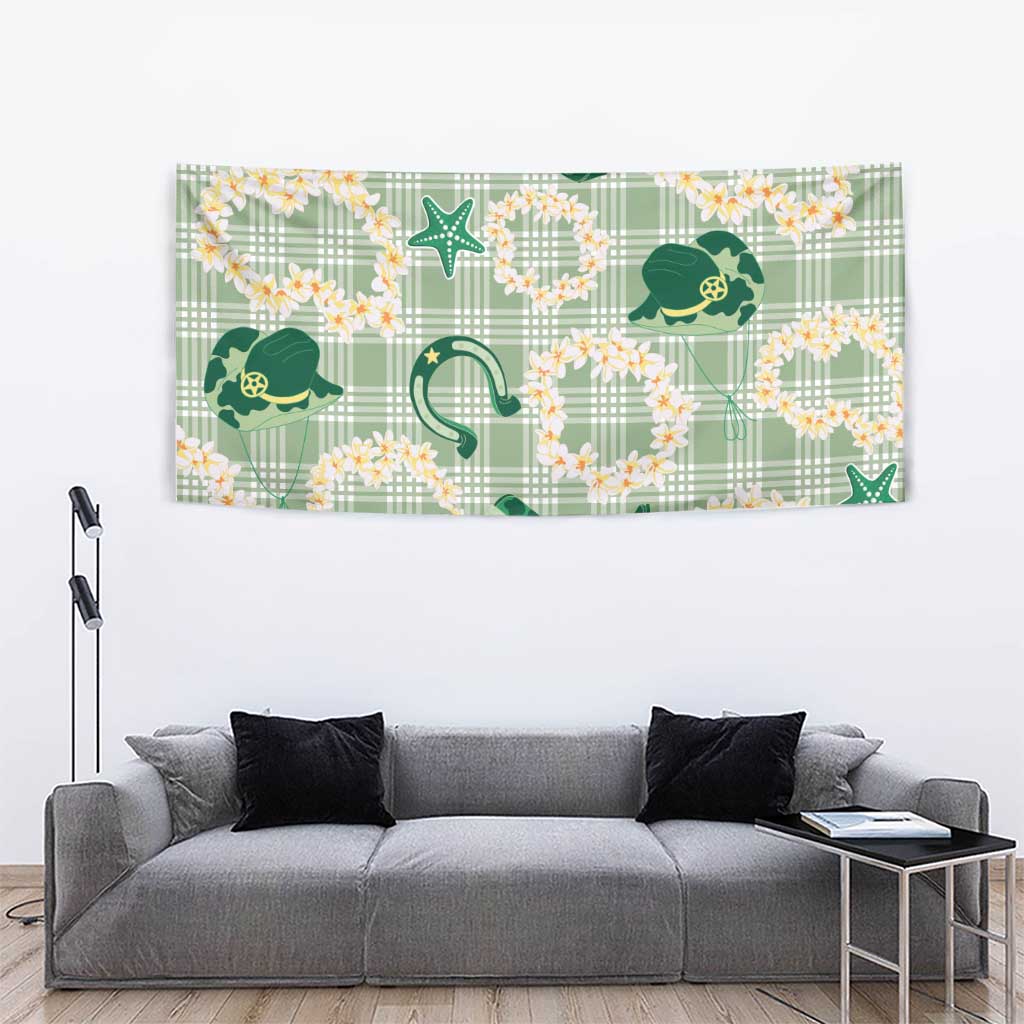 Aloha Hawaii Paniolo Mint Palaka Tapestry Coastal Rodeo - Polynesian Pride