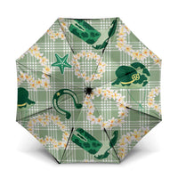 Aloha Hawaii Paniolo Mint Palaka Umbrella Coastal Rodeo LT7 One Size Folded 11.42 inch Opened Diameter 37.4 inch Mint - Polynesian Pride