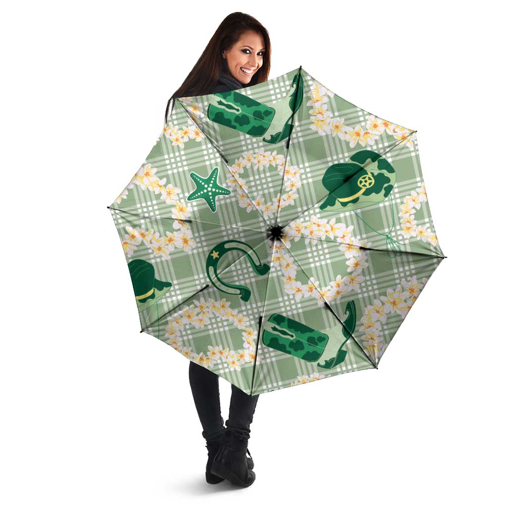 Aloha Hawaii Paniolo Mint Palaka Umbrella Coastal Rodeo LT7 - Polynesian Pride