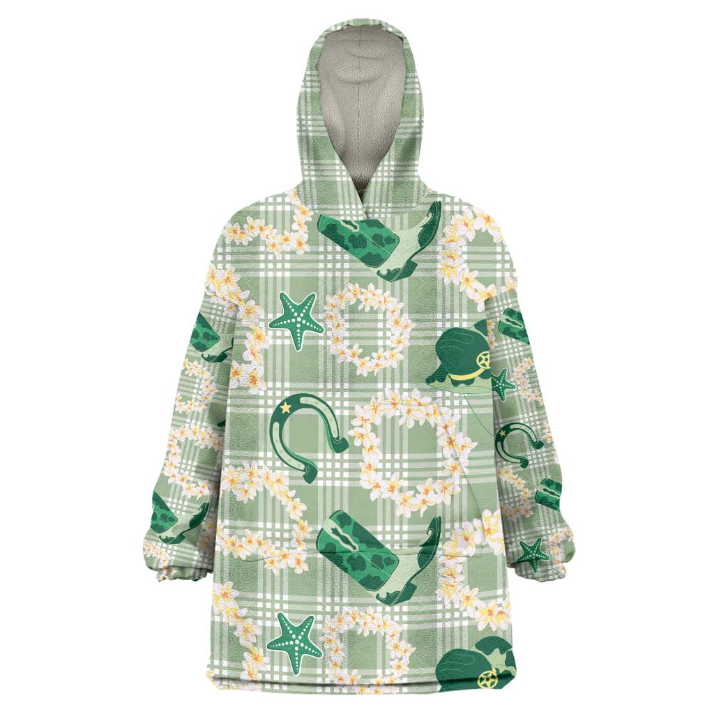Aloha Hawaii Paniolo Mint Palaka Wearable Blanket Hoodie Coastal Rodeo LT7 One Size Mint - Polynesian Pride