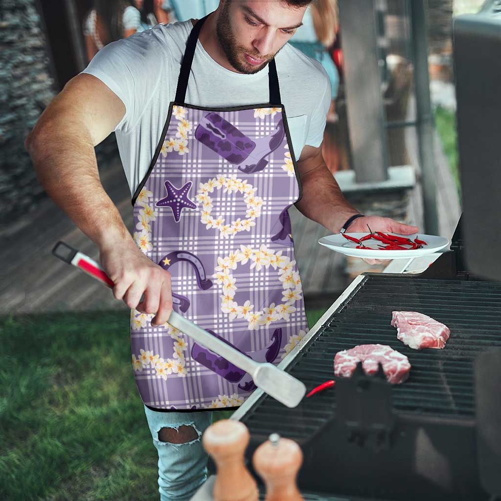 Aloha Hawaii Paniolo Lavender Palaka Apron Coastal Rodeo - Polynesian Pride