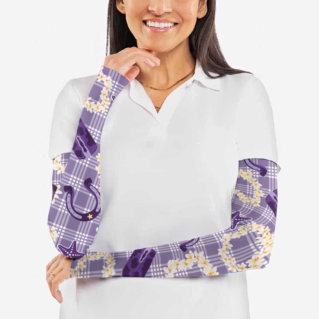 Aloha Hawaii Paniolo Lavender Palaka Arm Sleeves Coastal Rodeo LT7 - Polynesian Pride