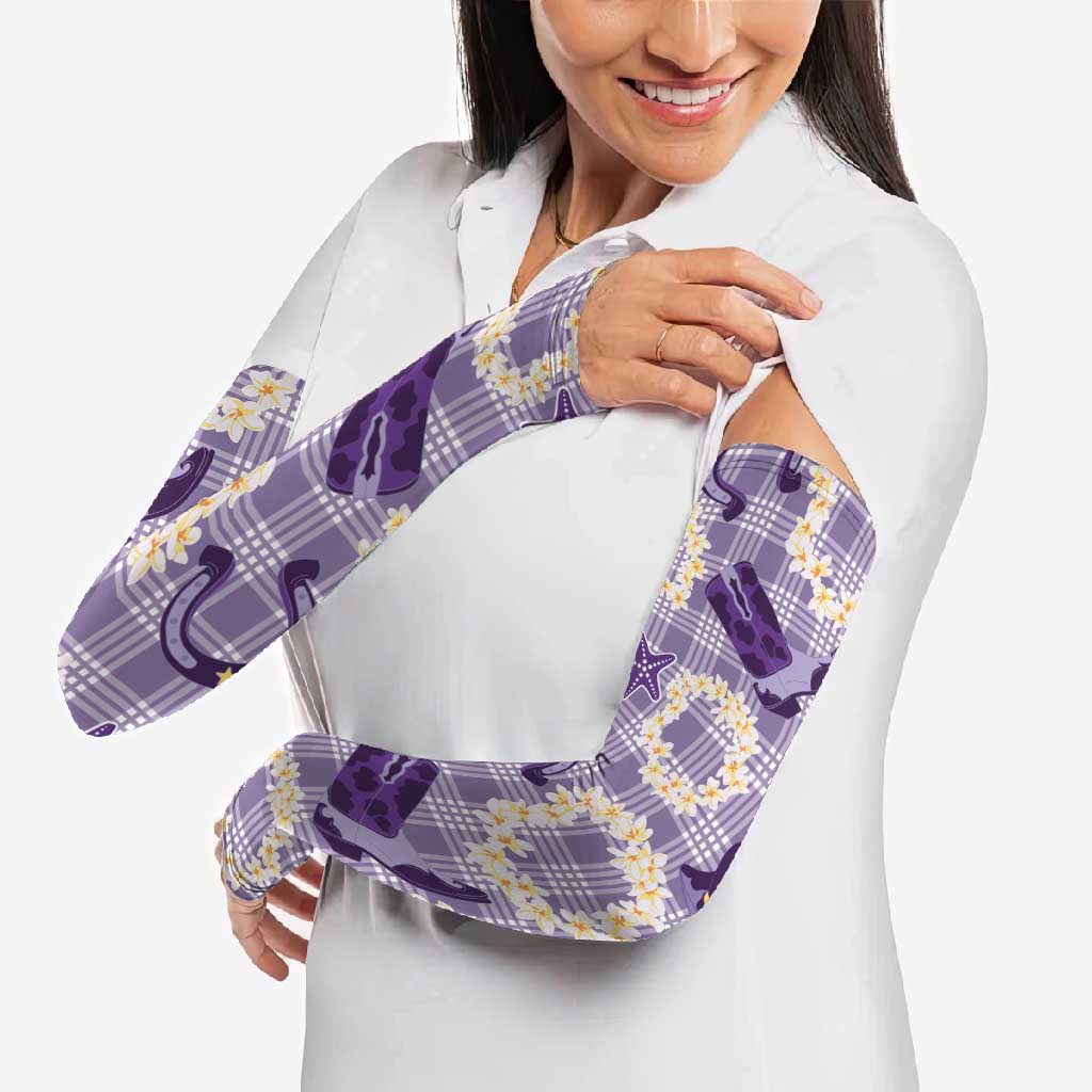 Aloha Hawaii Paniolo Lavender Palaka Arm Sleeves Coastal Rodeo LT7 - Polynesian Pride