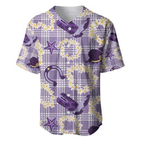 Aloha Hawaii Paniolo Lavender Palaka Baseball Jersey Coastal Rodeo LT7 Lavender - Polynesian Pride