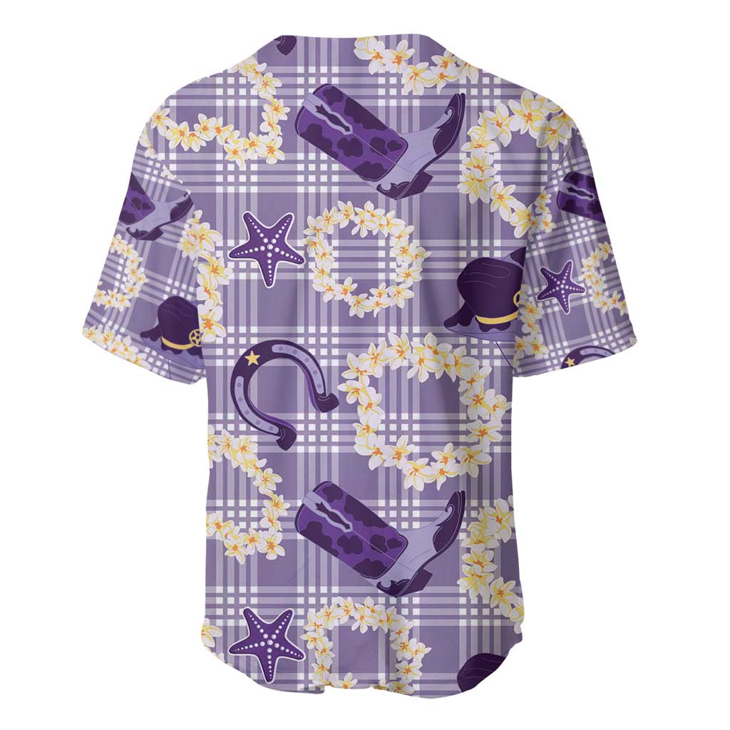 Aloha Hawaii Paniolo Lavender Palaka Baseball Jersey Coastal Rodeo LT7 - Polynesian Pride