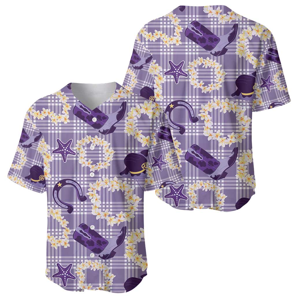 Aloha Hawaii Paniolo Lavender Palaka Baseball Jersey Coastal Rodeo LT7 - Polynesian Pride