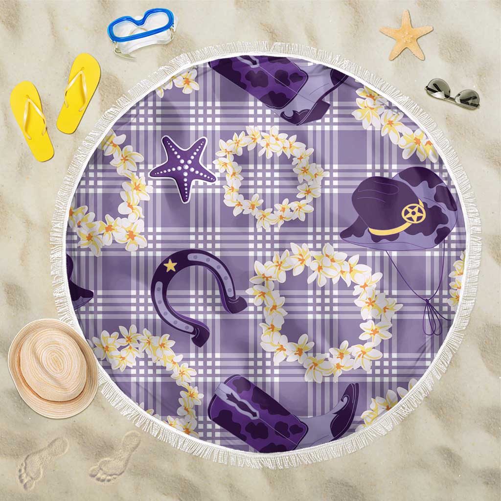Aloha Hawaii Paniolo Lavender Palaka Beach Blanket Coastal Rodeo LT7 One Size 150cm Lavender - Polynesian Pride