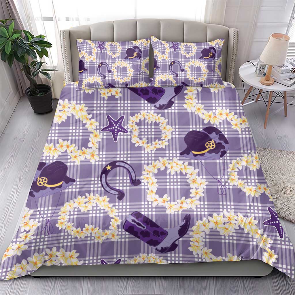 Aloha Hawaii Paniolo Lavender Palaka Bedding Set Coastal Rodeo - Polynesian Pride
