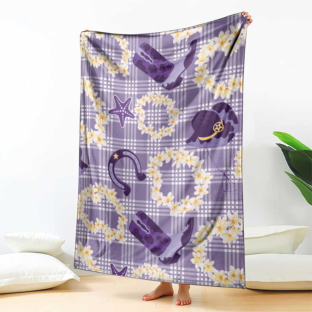 Aloha Hawaii Paniolo Lavender Palaka Blanket Coastal Rodeo - Polynesian Pride