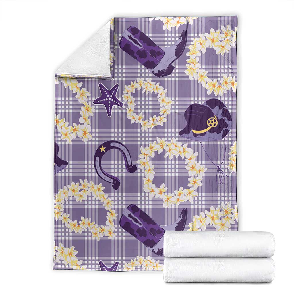 Aloha Hawaii Paniolo Lavender Palaka Blanket Coastal Rodeo - Polynesian Pride