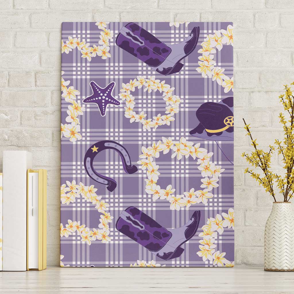 Aloha Hawaii Paniolo Lavender Palaka Canvas Wall Art Coastal Rodeo - Polynesian Pride