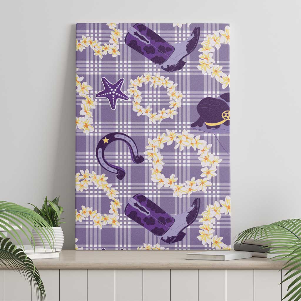 Aloha Hawaii Paniolo Lavender Palaka Canvas Wall Art Coastal Rodeo - Polynesian Pride