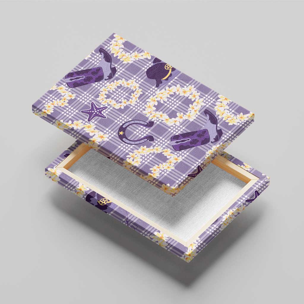 Aloha Hawaii Paniolo Lavender Palaka Canvas Wall Art Coastal Rodeo - Polynesian Pride