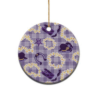 Aloha Hawaii Paniolo Lavender Palaka Ceramic Ornament Coastal Rodeo - Polynesian Pride