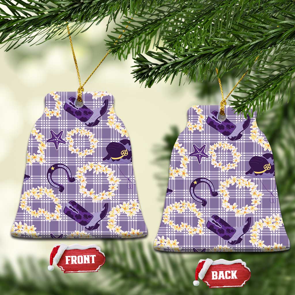 Aloha Hawaii Paniolo Lavender Palaka Ceramic Ornament Coastal Rodeo - Polynesian Pride