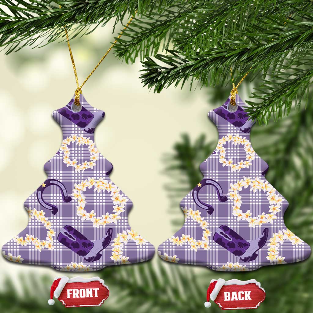 Aloha Hawaii Paniolo Lavender Palaka Ceramic Ornament Coastal Rodeo - Polynesian Pride