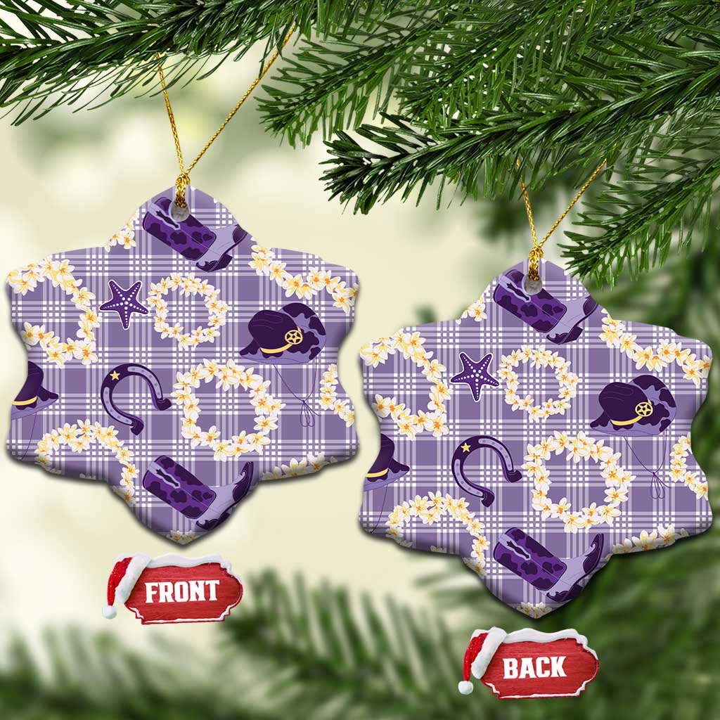 Aloha Hawaii Paniolo Lavender Palaka Ceramic Ornament Coastal Rodeo - Polynesian Pride