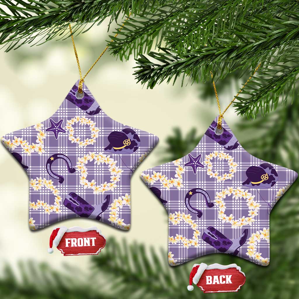 Aloha Hawaii Paniolo Lavender Palaka Ceramic Ornament Coastal Rodeo - Polynesian Pride