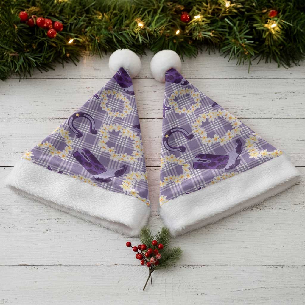 Aloha Hawaii Paniolo Lavender Palaka Christmas Santa Hat Coastal Rodeo - Polynesian Pride