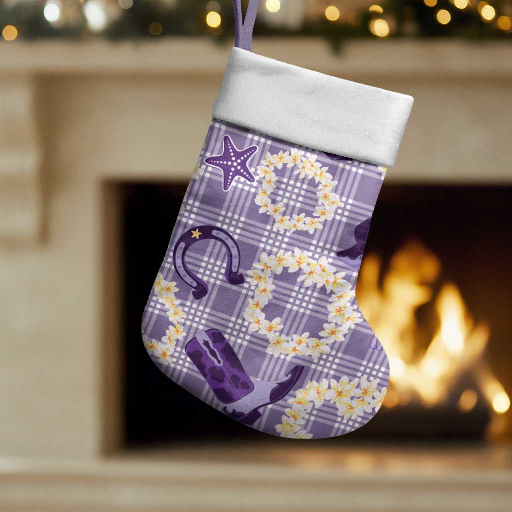 Aloha Hawaii Paniolo Lavender Palaka Christmas Stocking Coastal Rodeo LT7 Set of 2 Lavender - Polynesian Pride