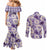 Aloha Hawaii Paniolo Lavender Palaka Couples Matching Mermaid Dress and Long Sleeve Button Shirt Coastal Rodeo - Polynesian Pride