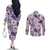 Aloha Hawaii Paniolo Lavender Palaka Couples Matching Off The Shoulder Long Sleeve Dress and Long Sleeve Button Shirt Coastal Rodeo - Polynesian Pride