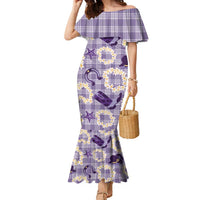 Aloha Hawaii Paniolo Lavender Palaka Family Matching Mermaid Dress and Hawaiian Shirt Coastal Rodeo - Polynesian Pride