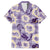 Aloha Hawaii Paniolo Lavender Palaka Family Matching Off The Shoulder Long Sleeve Dress and Hawaiian Shirt Coastal Rodeo - Polynesian Pride