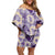 Aloha Hawaii Paniolo Lavender Palaka Family Matching Off Shoulder Short Dress and Hawaiian Shirt Coastal Rodeo - Polynesian Pride