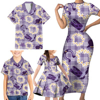 Aloha Hawaii Paniolo Lavender Palaka Family Matching Short Sleeve Bodycon Dress and Hawaiian Shirt Coastal Rodeo - Polynesian Pride