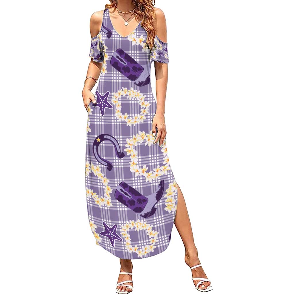 Aloha Hawaii Paniolo Lavender Palaka Family Matching Summer Maxi Dress and Hawaiian Shirt Coastal Rodeo - Polynesian Pride