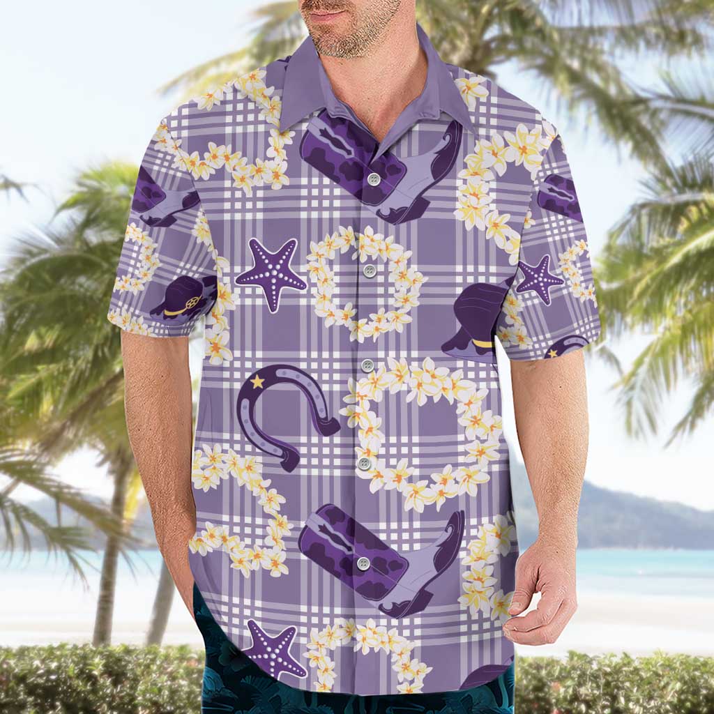 Aloha Hawaii Paniolo Lavender Palaka Hawaiian Shirt Coastal Rodeo - Polynesian Pride