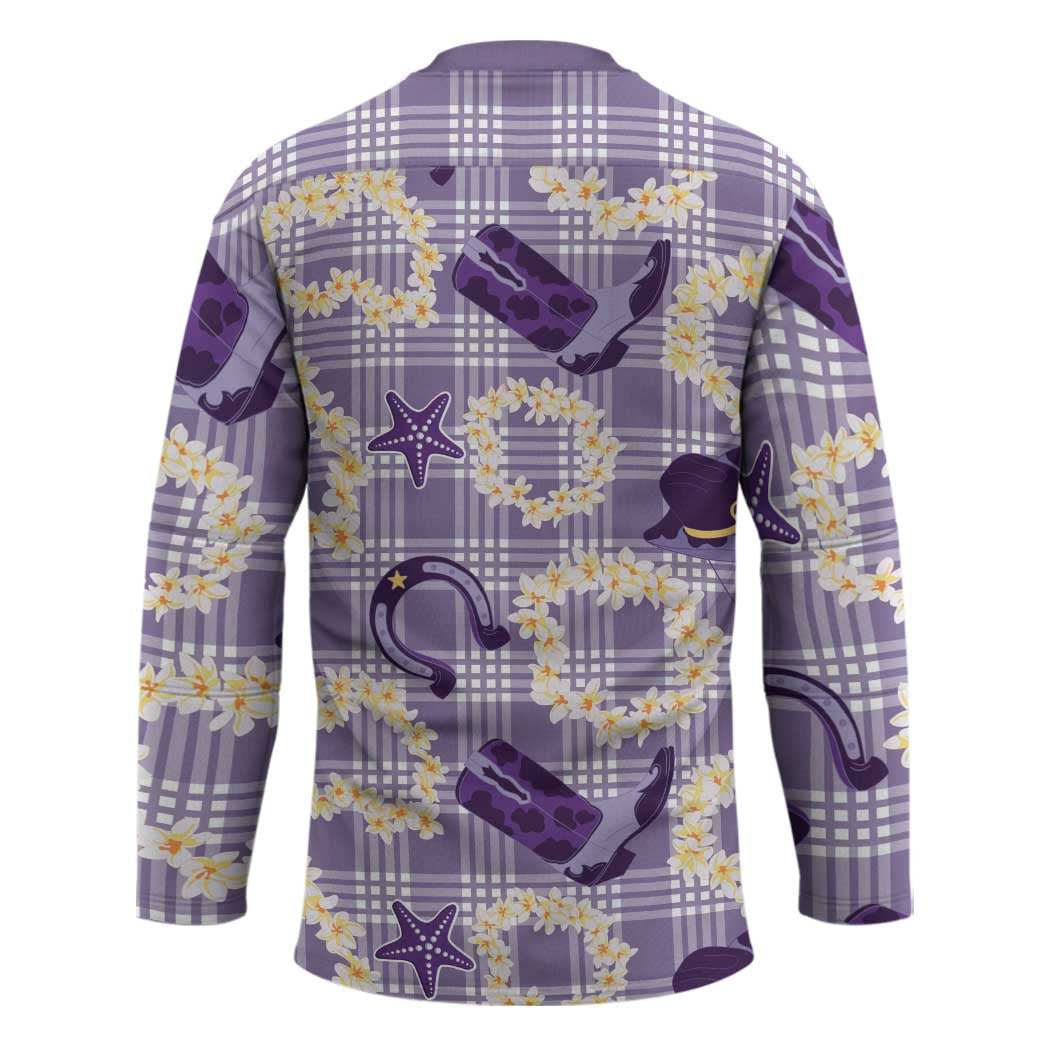 Aloha Hawaii Paniolo Lavender Palaka Hockey Jersey Coastal Rodeo LT7 - Polynesian Pride