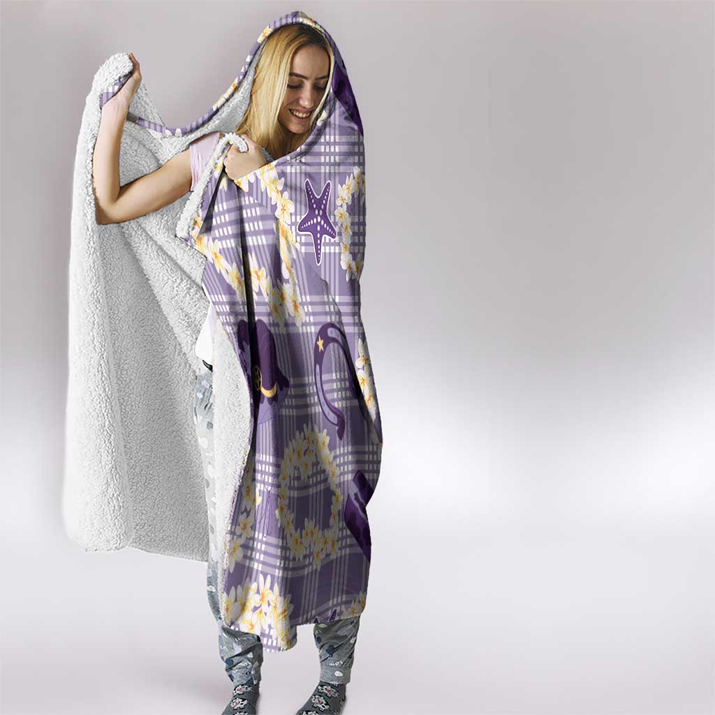 Aloha Hawaii Paniolo Lavender Palaka Hooded Blanket Coastal Rodeo LT7 - Polynesian Pride