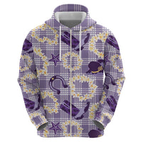 Aloha Hawaii Paniolo Lavender Palaka Hoodie Coastal Rodeo - Polynesian Pride
