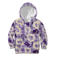 Aloha Hawaii Paniolo Lavender Palaka Kid Hoodie Coastal Rodeo LT7 Hoodie Lavender - Polynesian Pride