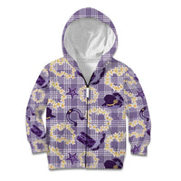 Aloha Hawaii Paniolo Lavender Palaka Kid Hoodie Coastal Rodeo LT7 Zip Hoodie Lavender - Polynesian Pride